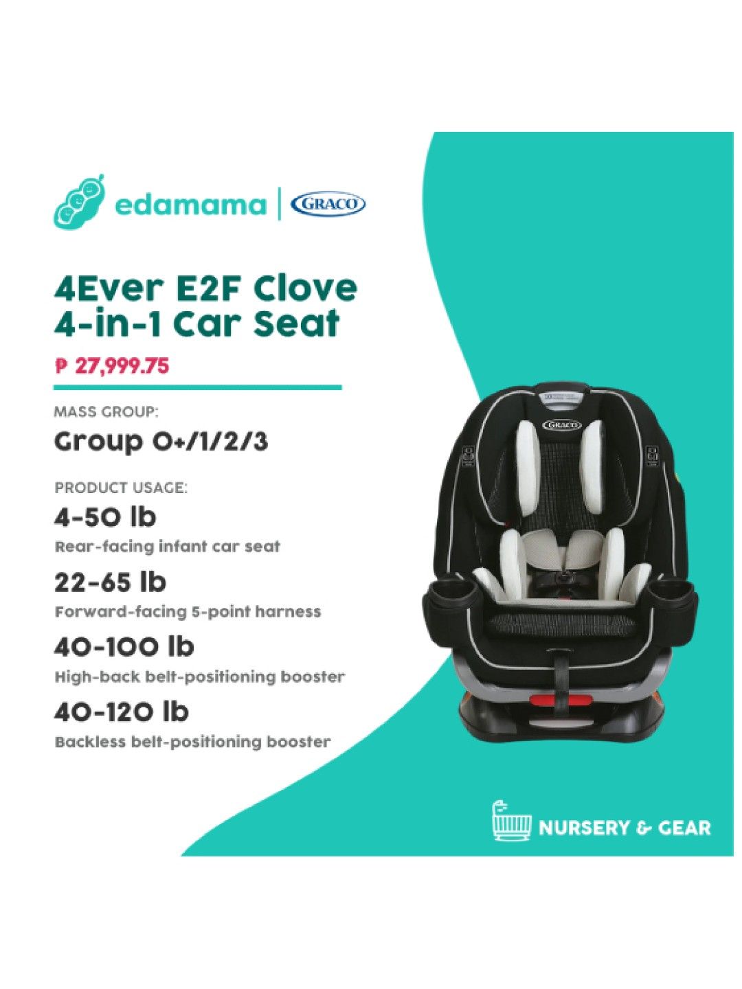 Graco 4Ever E2F Clove 4in1 Car Seat edamama